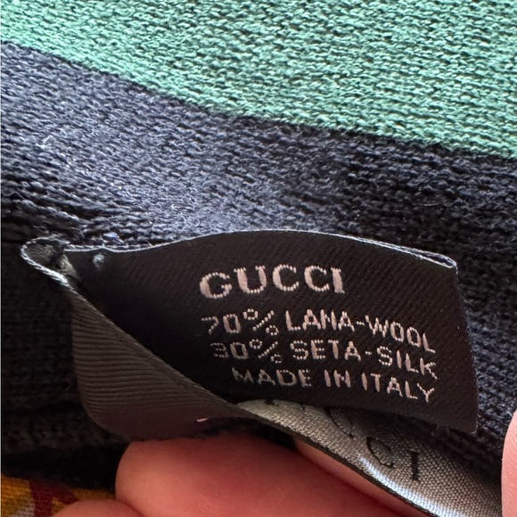 NWOT Gucci Men's Black, Green, and Red Scarf - Picture 3 of 4